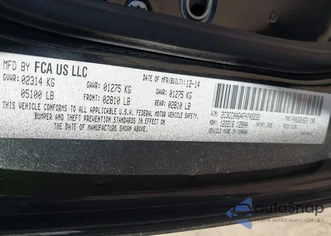 2015 Chrysler 300 Limited from USA, damaged, VIN 2C3CCAAG4FH749222